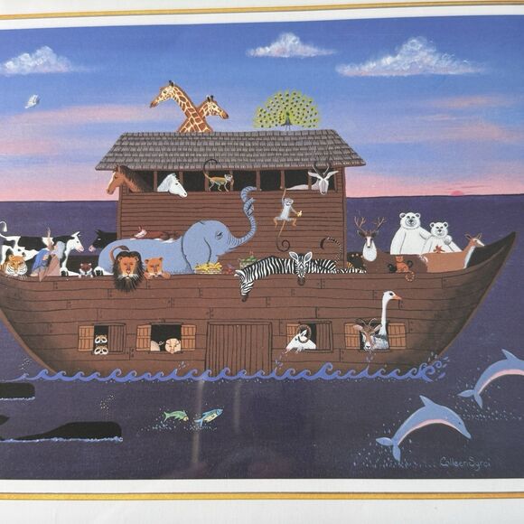 Colleen Sgroi Noah’s Ark  Print 8x10 Glass Panel Frame Wall Decor - Picture 5 of 5